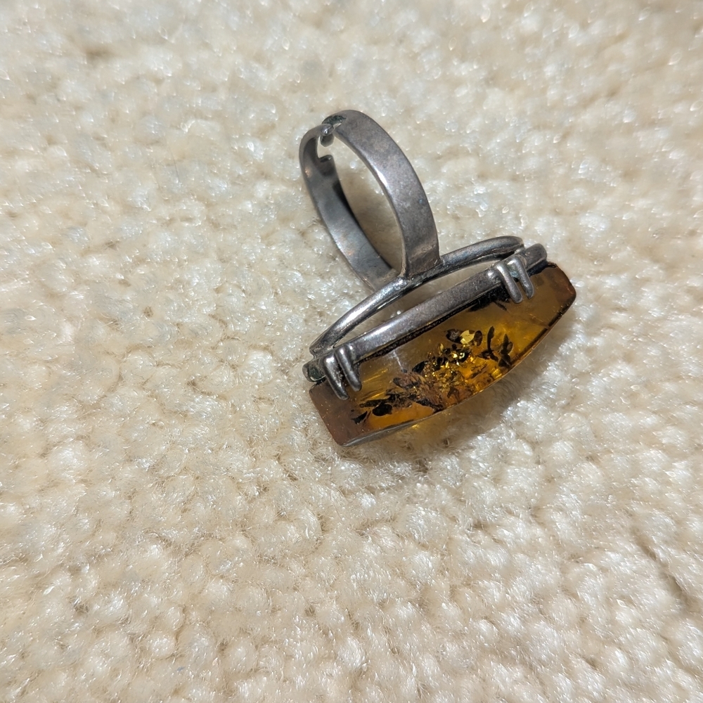 Amber silver ring adjustable aize - Picture 8 of 8